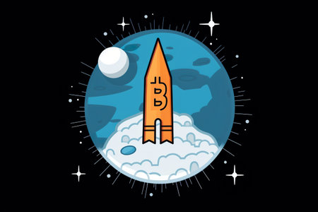 A cartoon of a rocket on a black background. AI generative imageの素材