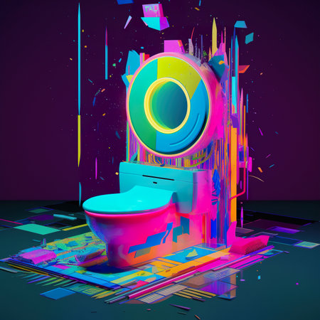 A toilet with a colorful design on it. AI generative imageの素材