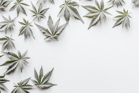 A group of leaves on a white background. AI generative imageの素材