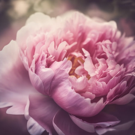 A close up of a pink flower on a table. AI generative image.の素材