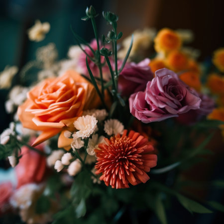 A close up of a bouquet of flowers. AI generative image.の素材