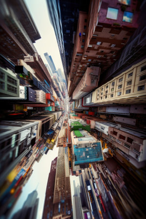 A view of a city from the top of a building. AI generative image.の素材