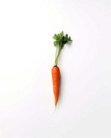 A single carrot on a white surface. AI generative image.の素材