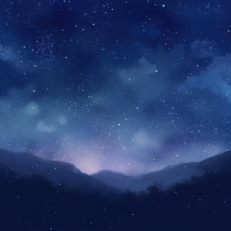 A night sky with stars and clouds. AI generative image.の素材