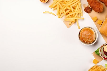 A table topped with lots of different types of food. AI generative imageの素材