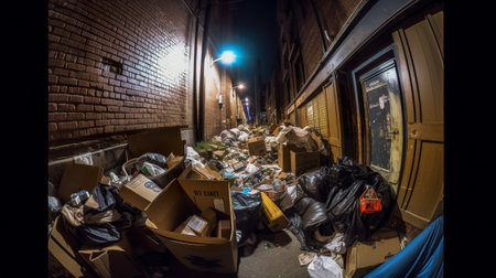 A room filled with lots of boxes and trash. AI generative imageの素材