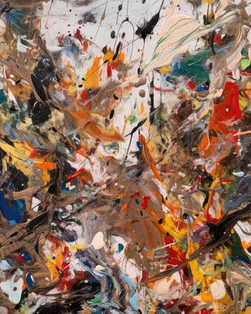 A painting with lots of paint on it. AI generative image.の素材