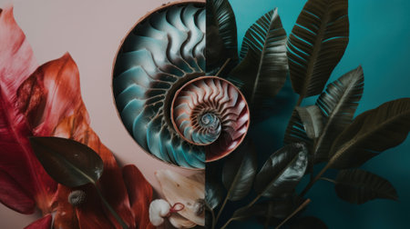 A bowl with a spiral design sitting on a table. AI generative image.の素材