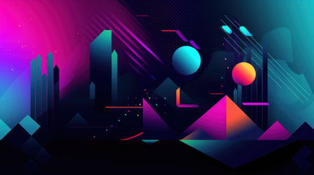 A colorful abstract background with geometric shapes. Generative AI image.の素材