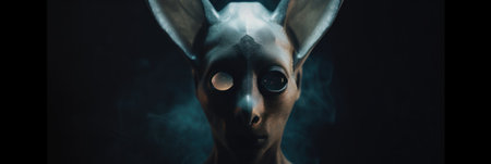 A close up of a person wearing a mask. Generative AI image.の素材