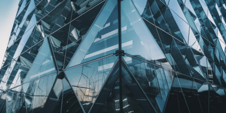 A very tall building with a lot of windows. Generative AI image.の素材