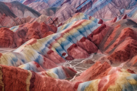 A view of a colorful mountain with a sky background. Generative AI image.の素材