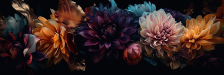A close up of a bunch of flowers. Generative AI image.の素材