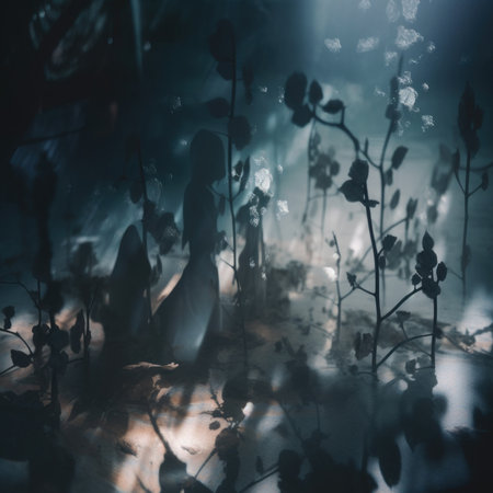 A group of birds sitting on top of a field. Generative AI image.の素材