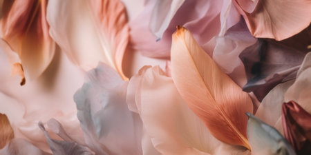 A close up of a bunch of feathers. Generative AI image.の素材