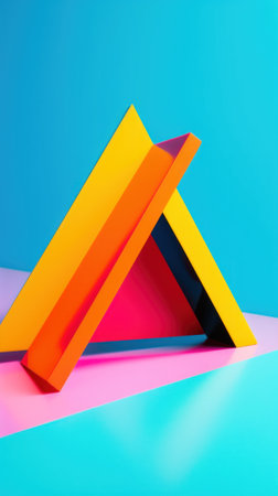 A pair of yellow boxes on a pink and blue surface. Generative AI image.の素材