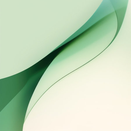 A green and white abstract background with curved lines. Generative AI image.の素材