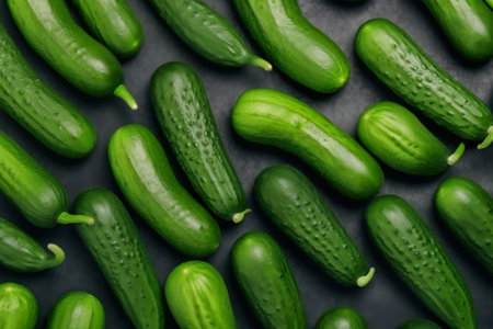 A group of green cucumbers sitting on top of a table. AI generative imageの素材