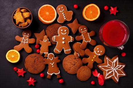 A table topped with cookies and orange slices. AI generative imageの素材