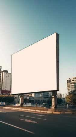 An empty billboard on the side of the road. Generative AI image. Mockup.の素材