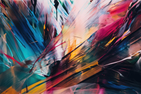 An abstract painting of colorful lines and colors. Generative AI image.の素材