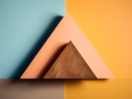 A triangle shaped object on top of a shelf. Generative AI image.の素材