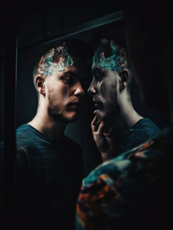 A couple of men standing next to each other. AI generative image.の素材