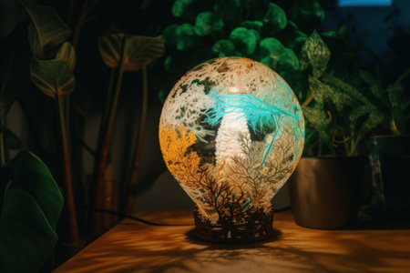 A lamp that is sitting on a table. AI generative image.の素材