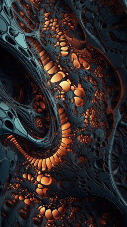 A close up of a computer generated image. Generative AI image.の素材