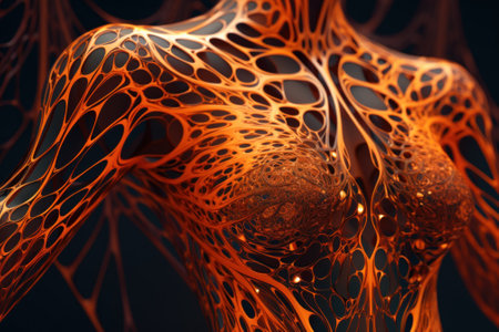 A close up of a womans torso and torso. Generative AI image.の素材