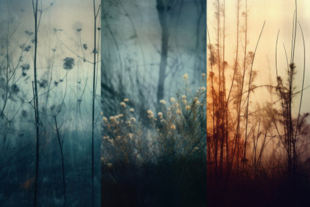 A series of photographs of plants and trees. Generative AI image.の素材