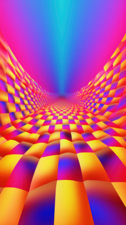 A colorful abstract background with a checkered pattern. Generative AI image.の素材