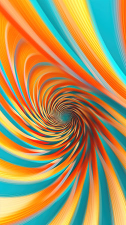 A spiral design with orange and blue colors. Generative AI image.の素材