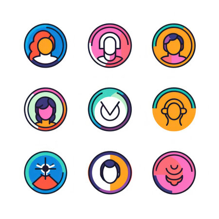A group of different colored icons on a white background. Generative AI image.の素材