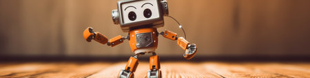 A toy robot holding a pair of scissors. Generative AI image.の素材