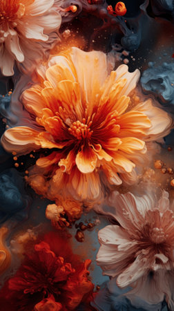 A close up of a bunch of flowers. Generative AI image.の素材