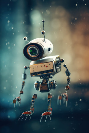 A robot with a camera attached to its body. Generative AI image.の素材