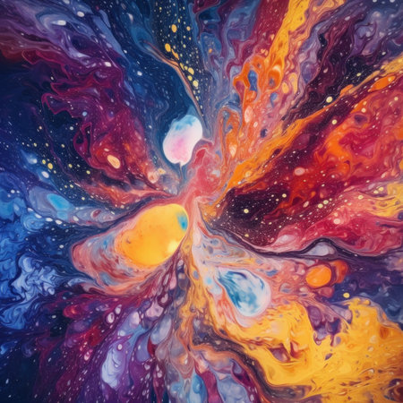 A painting of a colorful flower with lots of colors. Generative AI image.の素材