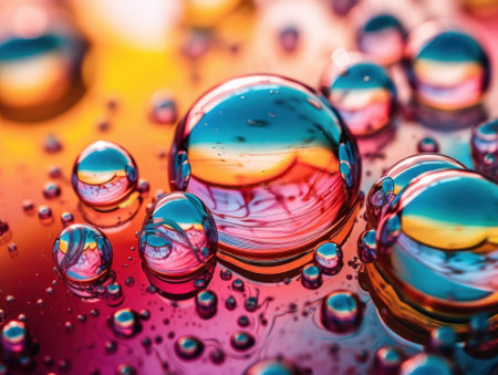 A close up of a bunch of water droplets. Generative AI image.の素材