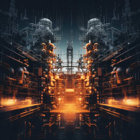 A futuristic city with a lot of tall buildings. Generative AI image.の素材