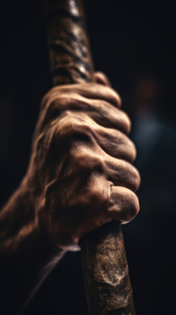 A close up of a person holding a baseball bat. Generative AI image.の素材