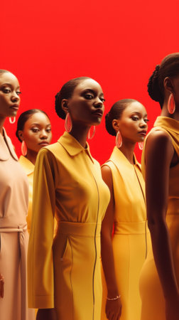 A group of women standing next to each other. Generative AI image.の素材