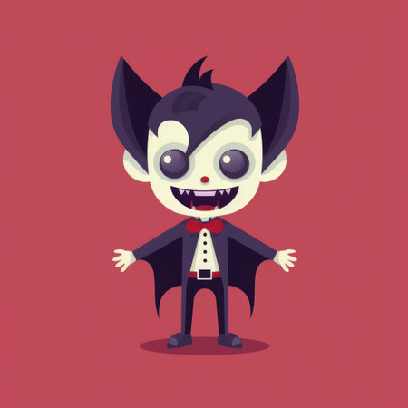 A cartoon vampire in a tuxedo. Generative AI image.の素材