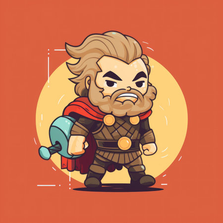 A cartoon character with a beard and a cape. Generative AI image.の素材