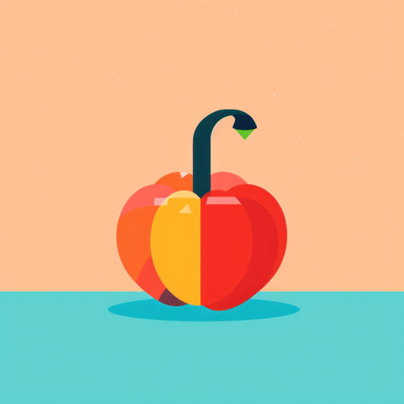 A red pepper with a green leaf on top of it. Generative AI image.の素材