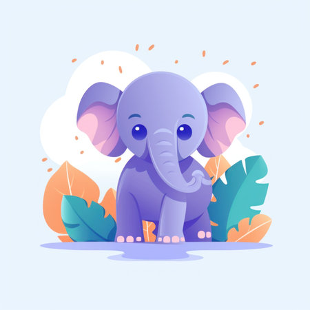 An elephant sitting in the middle of a jungle. Generative AI image.の素材