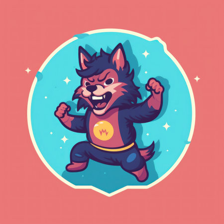 A cartoon character of a wolf with a cape on. Generative AI image.の素材