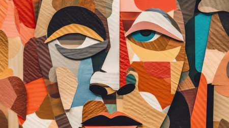 A close up of a painting of a persons face. Generative AI image.の素材