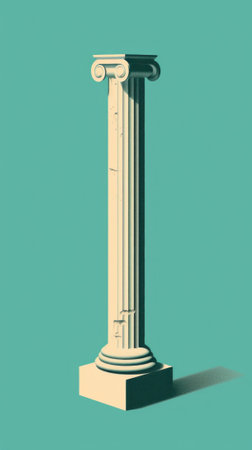 A tall column with a clock on top of it. Generative AI image.の素材
