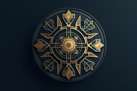 A gold clock with a black background. Generative AI image.の素材
